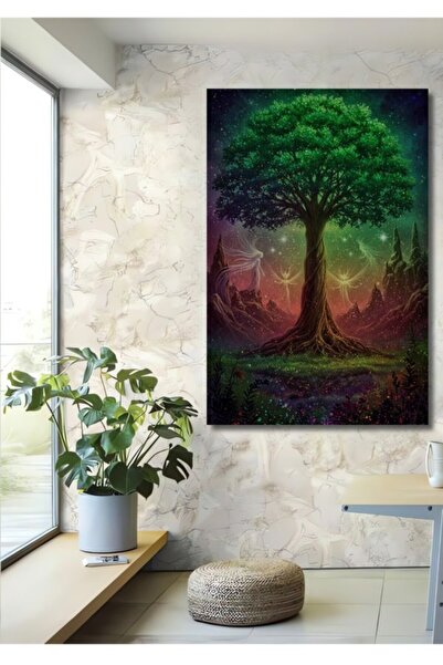 Teona Ahşap Μαγικό Δέντρο της Ζωής, Ξύλινο Διακοσμητικό Τραπέζι με Ψηφιακή Εκ...