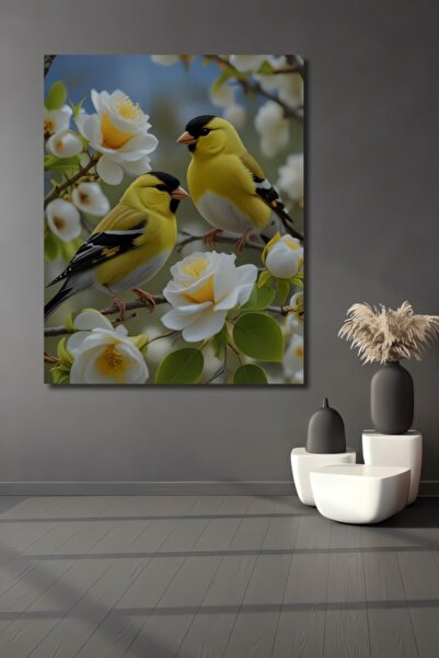 Teona Ahşap Ζωγραφική ελαιογραφία με ζωηρά χρώματα, δύο σιαμέζικα πουλιά και ...