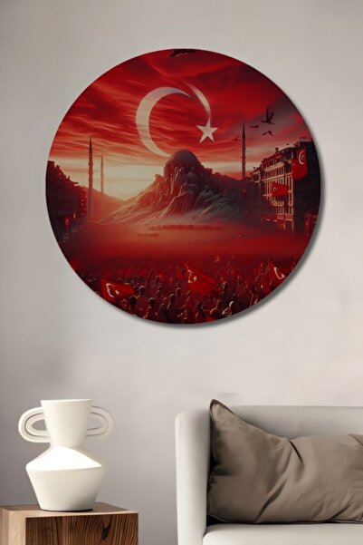 Teona Ahşap Στρογγυλές Κόκκινες Τουρκικές Σημαίες Νίκης Ξύλινο Διακοσμητικό Τ...