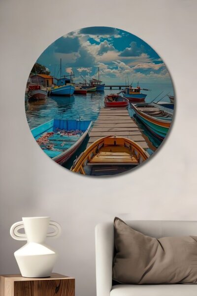 Teona Ahşap Στρογγυλό πολύχρωμο ξύλινο διακοσμητικό τραπέζι με εμφάνιση ελαιο...