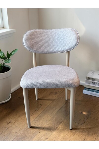 MSY HOME 4 Adet Krem Jerry Kumaş Trendy Modern Sandalye Takımı Krem İskelet