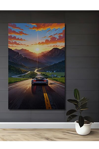 Teona Ahşap Σπορ αυτοκίνητο, ηλιοβασίλεμα, τοπίο, ελαιογραφία, ξύλινο διακοσμ...