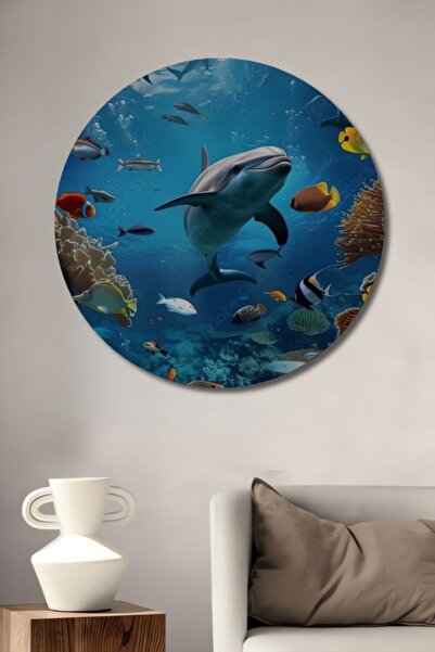 Teona Ahşap Στρογγυλό, πανέμορφο διακοσμητικό ξύλινο πίνακα με ελαιογραφία με...