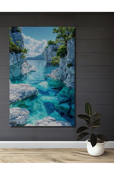 Teona Ahşap Τιρκουάζ Νερά του Μυστηριώδους Φαραγγιού Ξύλινο Διακοσμητικό Τραπ...