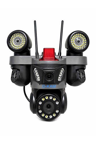 O-KAM PRO Okam OK-231 4 Lens WiFi Güvenlik Kamerası | LED Flaş + Çift Projektörlü | Gece Görüş | Akıllı Takip | 12V Adaptör Hediyeli