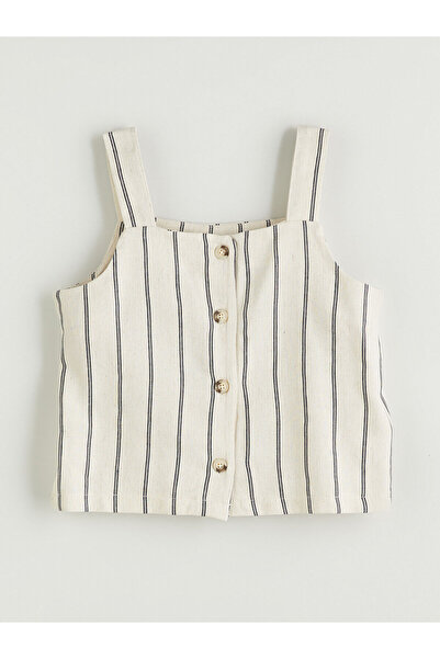 LC Waikiki Lcw Kids Square Collar Linen Blended Girls' Blouse with Nevavm Dif...