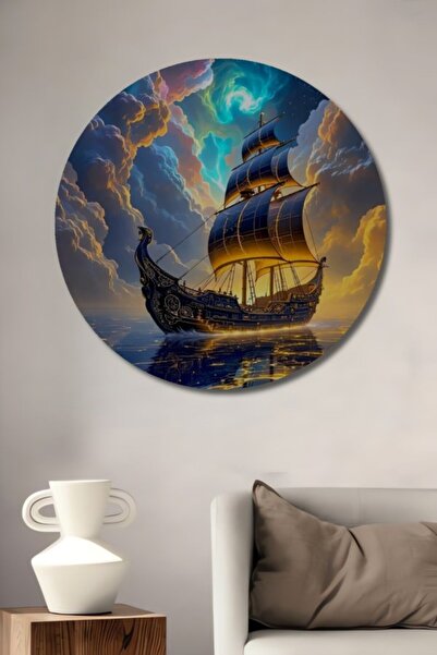 Teona Ahşap Στρογγυλό Ξύλινο Διακοσμητικό Τραπέζι με θέμα το Μυστηριώδες Ιστι...