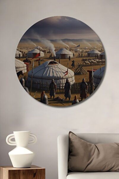 Teona Ahşap Στρογγυλό Ξύλινο Διακοσμητικό Πίνακα με Ρεαλιστική Εμφάνιση Ελαιο...