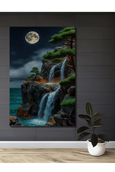 Teona Ahşap Ξύλινο διακοσμητικό τραπέζι με θέα σεληνόβαση και καταρράκτη, ελα...