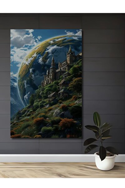 Teona Ahşap Φανταστικό Ξύλινο Διακοσμητικό Τραπέζι με Θέμα τον Κόσμο, για Σπί...