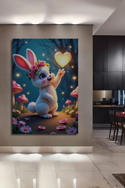 Teona Ahşap Χαριτωμένο Ξύλινο Διακοσμητικό Τραπέζι Καρδιάς Κουνελιού για Σπίτ...