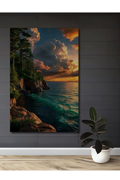 Teona Ahşap Πανέμορφο ξύλινο διακοσμητικό τραπέζι με ελαιογραφία με θέμα το η...