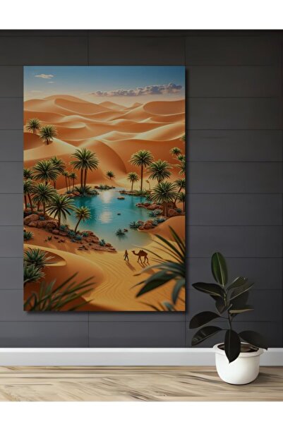 Teona Ahşap Vaha Vaha Desert Vaha Camel Man, Διακοσμητικός Ξύλινος Πίνακας με...