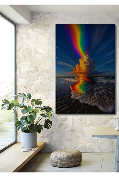 Teona Ahşap Διακοσμητικός πίνακας από ξύλο με εμφάνιση ελαιογραφίας Rainbow W...