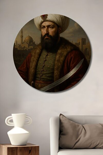 Teona Ahşap Στρογγυλό Οθωμανικό Ξύλινο Διακοσμητικό Πίνακα με εμφάνιση σε στυ...