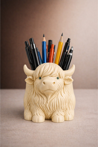 triora Cute Ox Pen Holder – 3D Printed Decorative Desk Organizer 12cm Height ...