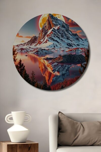 Teona Ahşap Στρογγυλό, πανέμορφο ξύλινο διακοσμητικό τραπέζι με ελαιογραφία μ...