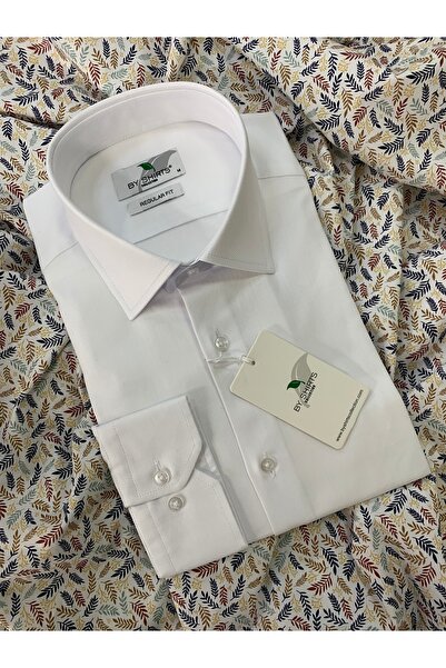 by shirts collection Ανδρικό λευκό πουκάμισο κανονικής εφαρμογής Elite, κομψό...