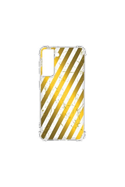 bestcase Αντικραδασμική Θήκη 1.5MM, Συμβατή με Samsung Galaxy S21, Χρυσές Ρίγ...