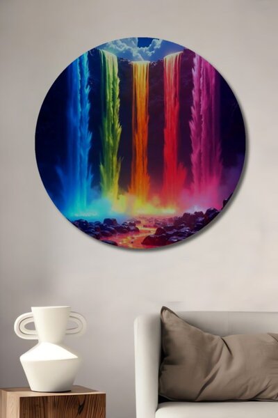 Teona Ahşap Στρογγυλά καταρράκτες ουράνιου τόξου με εφέ ελαιογραφίας, ξύλινο ...