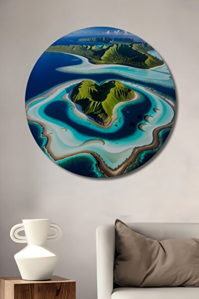 Teona Ahşap Στρογγυλό Ξύλινο Διακοσμητικό Πίνακα με Θέμα το Τροπικό Καταφύγιο...