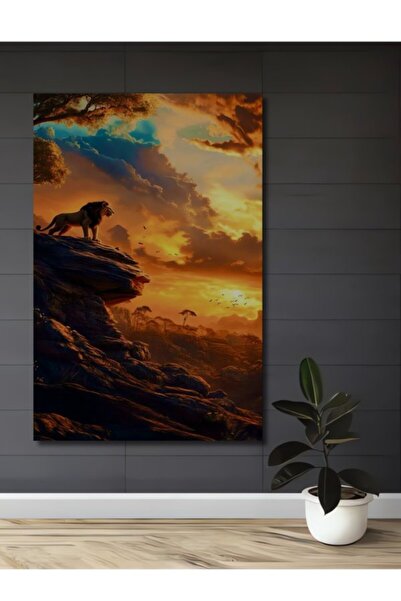 Teona Ahşap Ελαιογραφία με σκηνικό του Βασιλιά των Λιονταριών, Ξύλινο Διακοσμ...