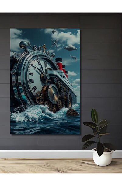 Teona Ahşap Διακοσμητικός ξύλινος πίνακας με ελαιογραφία σε στυλ Steampunk Sh...