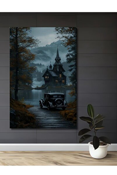 Teona Ahşap Μυστηριώδες ξύλινο διακοσμητικό τραπέζι με ελαιογραφία σε στυλ κλ...