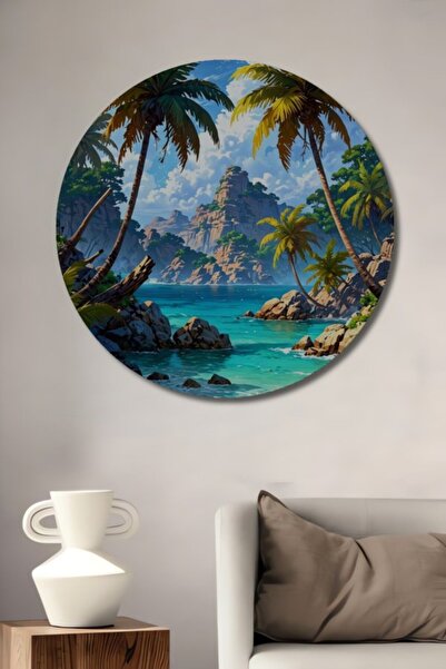 Teona Ahşap Στρογγυλό Ξύλινο Διακοσμητικό Τραπέζι εμπνευσμένο από τον Τροπικό...