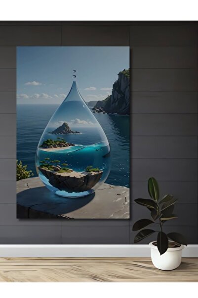 Teona Ahşap Διακοσμητικό ξύλινο τραπέζι με ελαιογραφία που μοιάζει με ουράνιο...