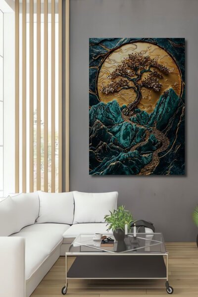 Teona Ahşap Ξύλινο Διακοσμητικό Τραπέζι με θέμα το Χρυσό Δέντρο και το Ορεινό...