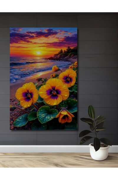 Teona Ahşap Η Μαγεία του Ήλιου: Πολύχρωμο Ανθισμένο Παραθαλάσσιο Τοπίο με Ελα...