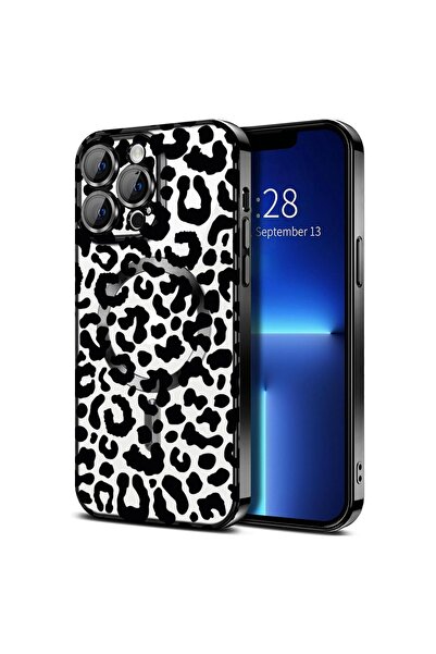 bestcase Πολυτελής Θήκη MagSafe, Συμβατή με Apple iPhone 13 Pro, Μαύρη Λεοπάρ...