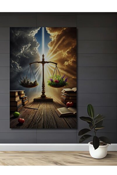 Teona Ahşap Ζυγαριά Δικαιοσύνης, Ξύλινο Διακοσμητικό Τραπέζι με Εμφάνιση Ελαι...