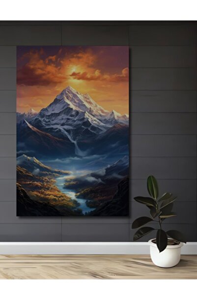 Teona Ahşap Πανέμορφο ορεινό τοπίο με ακουαρέλα, ξύλινο διακοσμητικό τραπέζι ...