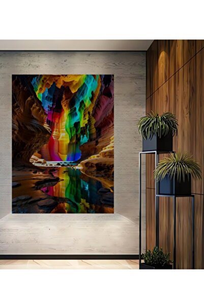 Teona Ahşap Ξύλινο διακοσμητικό τραπέζι με ελαιογραφία σε στυλ Σπηλαίου Ουράν...