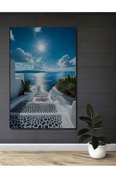 Teona Ahşap Σαντορίνη Ηλιόλουστο Θαλασσογραφικό Ξύλινο Διακοσμητικό Τραπέζι γ...