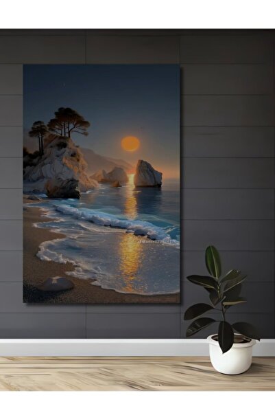 Teona Ahşap Ξύλινο Διακοσμητικό Τραπέζι με θέμα Ηλιοβασίλεμα, Ακτογείωση, Ακο...