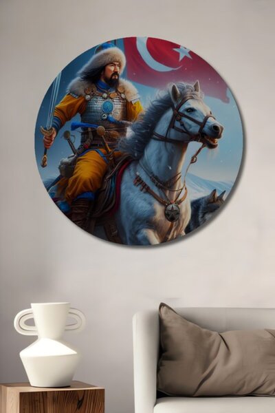 Teona Ahşap Στρογγυλό Ξύλινο Διακοσμητικό Πίνακα με θέμα τον Μεγαλοπρεπή Τούρ...