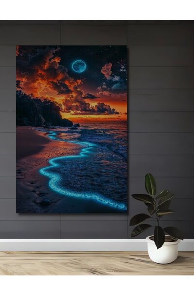 Teona Ahşap Μαγικό φεγγαρόφωτο, θαλασσινό τοπίο, ελαιογραφία με εφέ ελαιογραφ...