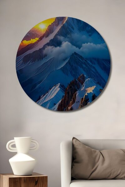 Teona Ahşap Στρογγυλό, πανέμορφο ξύλινο διακοσμητικό τραπέζι με ελαιογραφία μ...