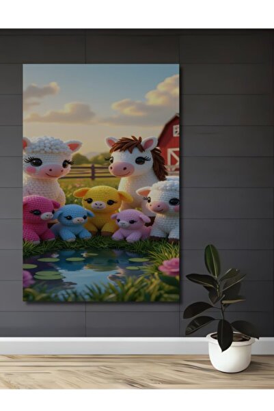 Teona Ahşap Ξύλινο διακοσμητικό τραπέζι σε στυλ αμιγκουρούμι με ζώα φάρμας γι...