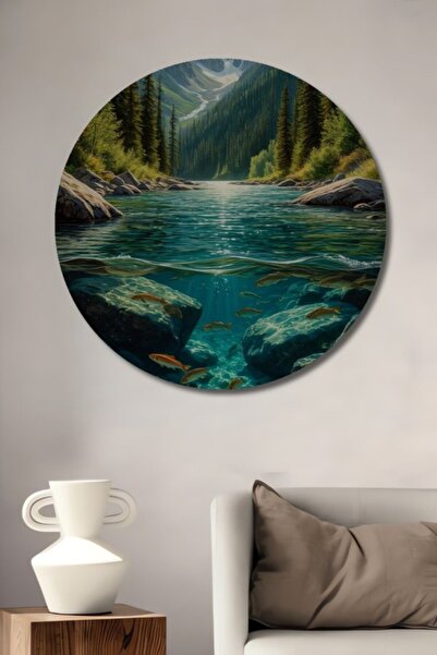 Teona Ahşap Ξύλινος πίνακας με ελαιογραφία που απεικονίζει καθαρά νερά και εκ...