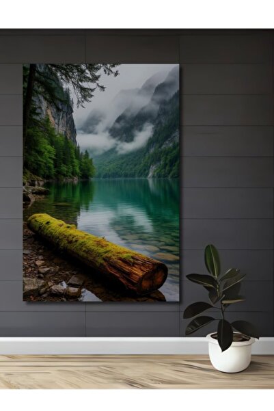 Teona Ahşap Ήρεμο τοπίο λίμνης με βρύα και ελαιογραφία, ξύλινο διακοσμητικό τ...