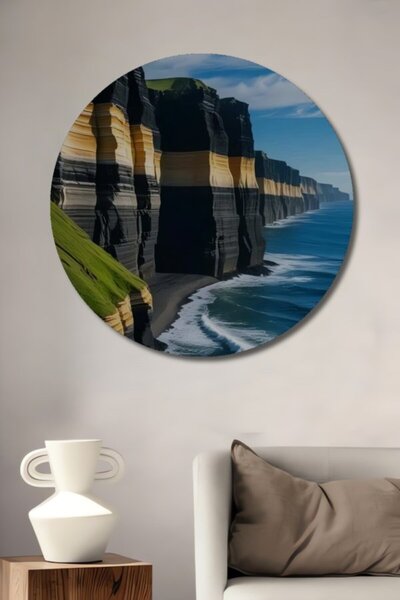 Teona Ahşap Στρογγυλό, πανέμορφο ξύλινο διακοσμητικό τραπέζι με ελαιογραφία μ...