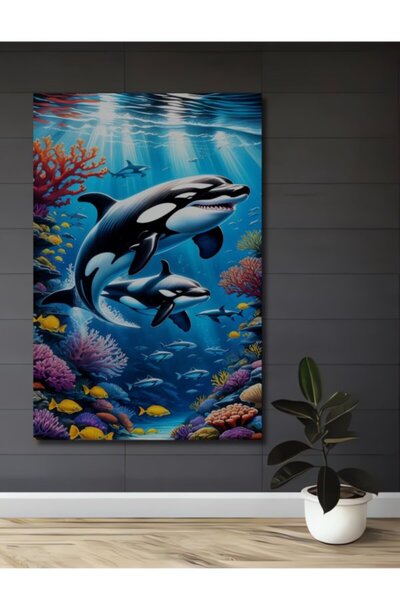 Teona Ahşap Γιγαντιαία Όρκες Υποβρύχιος Κόσμος Ελαιογραφία Ξύλινο Διακοσμητικ...