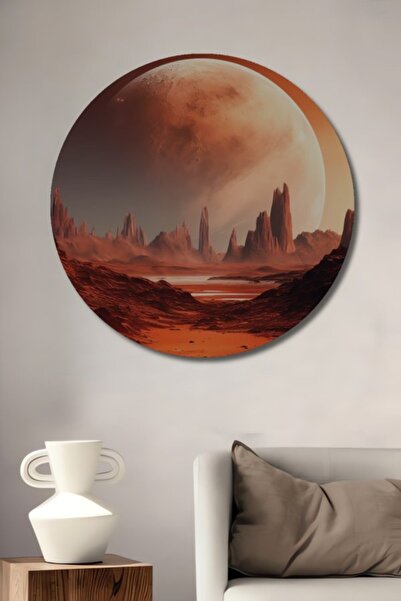 Teona Ahşap Στρογγυλό Ξύλινο Διακοσμητικό Πίνακα Ψηφιακής Τέχνης με Θέμα το Κ...