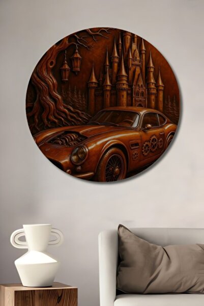 Teona Ahşap Στρογγυλό Ρετρό Φουτουριστικό Ξύλινο Διακοσμητικό Τραπέζι με Αυτο...