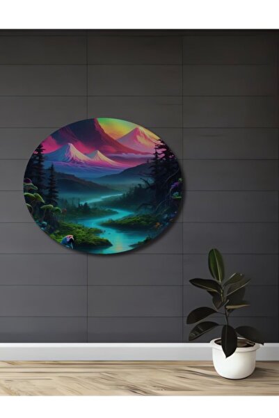 Teona Ahşap Ξύλινο διακοσμητικό τραπέζι με ψηφιακή εκτύπωση με θέμα το ποτάμι...