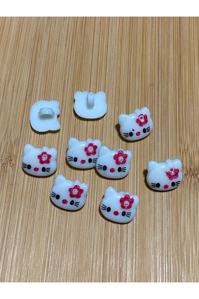 Lorin hobi Alttan dikmeli hello kitty plastik bebe düğme 14 mm 10 adet SUYEŞİLİ